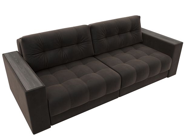 Диван прямой с декором Лига-049 НПБ Велюр коричневый - Вид 6