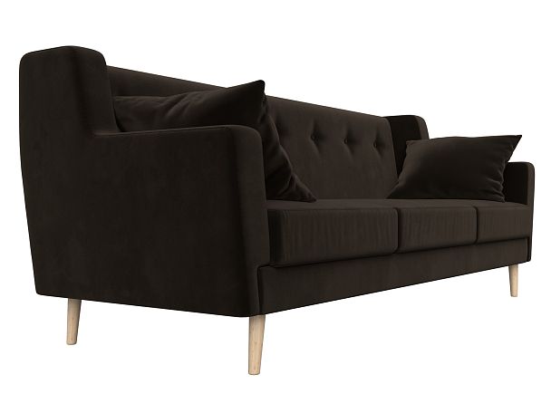 Прямой диван Брайтон 3 (полностью микровельвет коричневый) - Вид 3