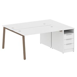 Metal System Р. ст. с тумбой на А-образном м/к БА.РС-СТП-2.3 Белый/Мокко металл 1812*1475*750 - Фото предпросмотра