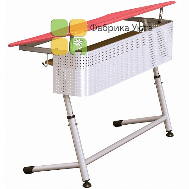 Парта "Премьера 2Р" с перф. экр., полочкой, угл.накл. стол., рег. (3-7 гр) - Вид 3