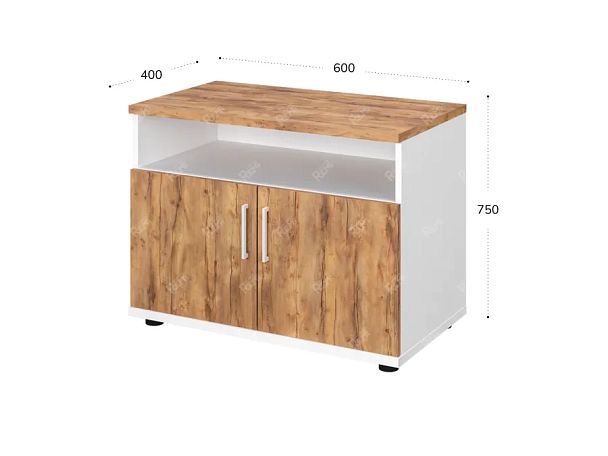 TANDEM RTD039-80U-ME Тумба под оргтехнику универсальная 800х450х600 Таксония медовая/Белый - Вид 2