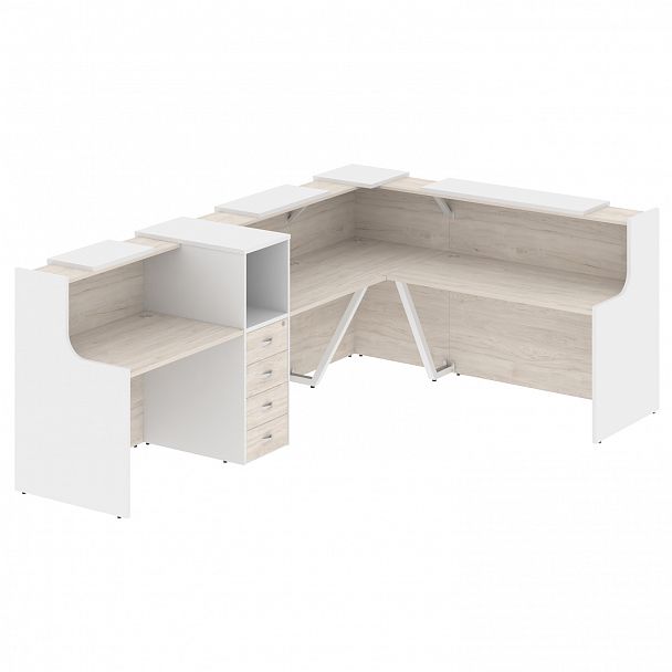 Ресепшн Г-образный "Onix" O.R-K-30 денвер светлый/белый - Вид 1