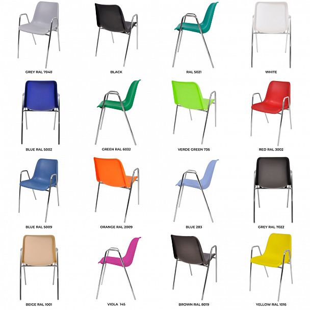 Стул Vicenza (4 высокие ножки c подлокотниками), каркас Хром, коричневый, стопируемый - Вид 5