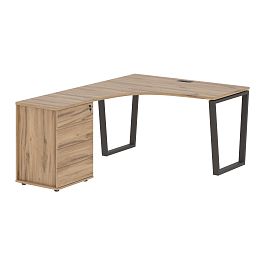 Стол эргономичный с тумбой EVCET 1318(L) Дуб Денвер светлый/Мокко 1360х1880х750 EDIS - Фото предпросмотра