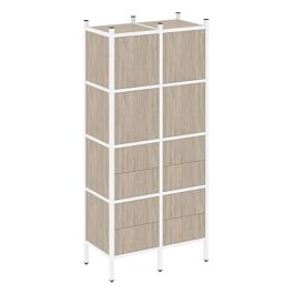 Loft Прямой стеллаж наборный VR.L-04 Дуб аттик/Белый металл 862*446*1869 - Фото предпросмотра