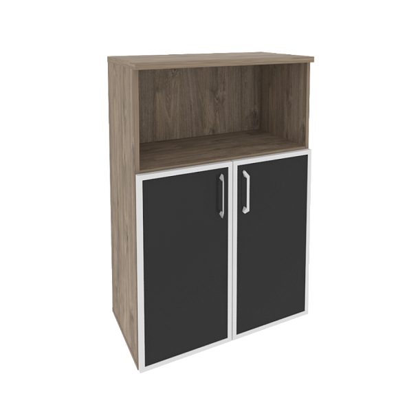 Onix Шкаф средний широкий O.ST-2.2 R black Тиквуд темный/Стекло black 800*420*1207 - Вид 1