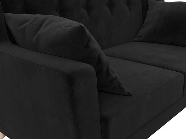 Прямой диван Брайтон 2 (полностью велюр черный) - Вид 4