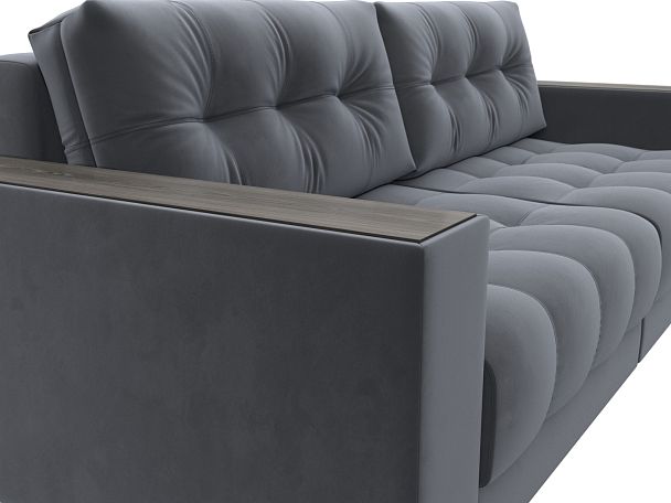 Диван прямой с декором Лига-049 НПБ Велюр серый - Вид 4