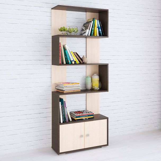 Стеллаж Ромео-2 (700*1800*250) венге/дуб молочный - Вид 1