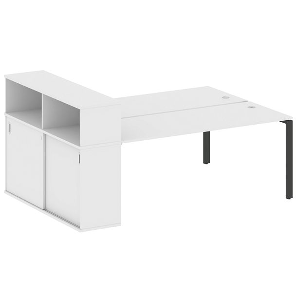 Metal System Р. ст. с шкафом-купе на П-образном м/к БП.РС-СШК-2.5 Т Белый/Антрацит металл 2210*1475*1098 - Вид 1