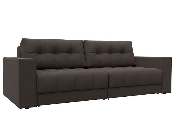 Диван прямой с декором Лига-049 НПБ Рогожка коричневый - Вид 1