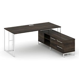 Rift Direct Стол руководителя на опорной тумбой RF.SRT-24 (R) Дуб Мали/Металл Белый 1580*1600*750 - Фото предпросмотра