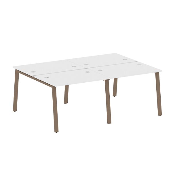 Metal System Р. ст. на 4 раб. места на А-образном м/к БА.СМ-4.1 Белый/Мокко металл 2000*1475*750 - Вид 1