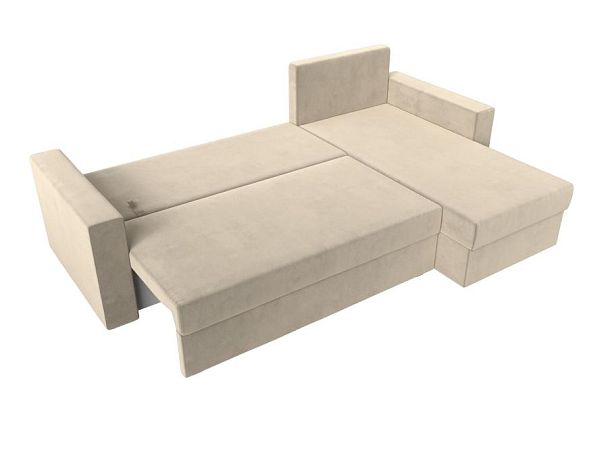 Угловой диван Траумберг Лайт правый (полностью микровельвет бежевый) - Вид 9