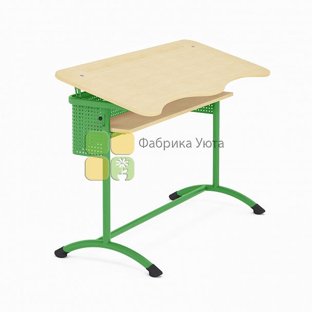 Парта двухместная ЭКСТРА (Р) с полкой, с угл. накл. стол. и перф. экраном (5-7 гр) - Вид 2