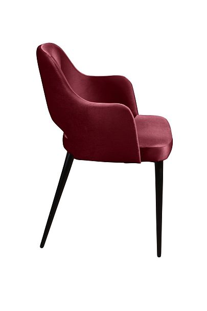 Стул William с подлокотниками, бархат винно-красный 16/ черный конус - Вид 3