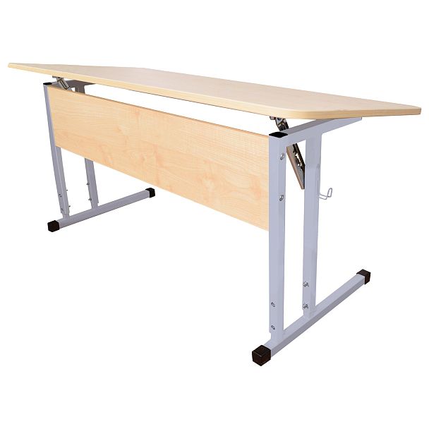 Стол-парта 2-местный, регулируемый угол, "Умник" 1200х500х520-640мм, рост 2-4, серый каркас, ЛДСП клён - Вид 4