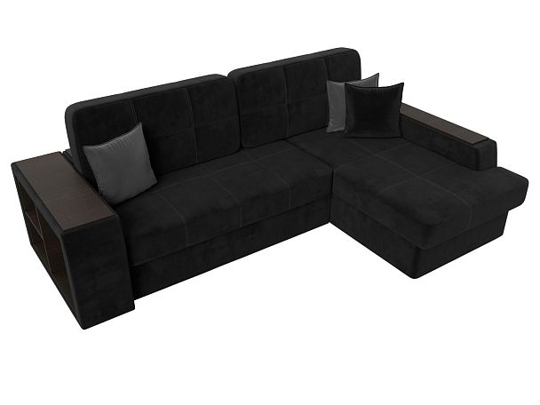 Угловой диван Брюссель правый (полностью велюр черный) - Вид 5