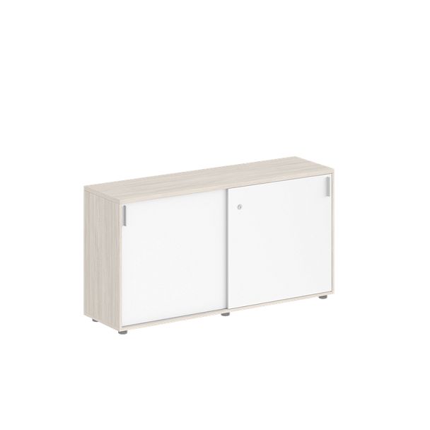 Шкаф купе 1438х400х750 низкий, с замком / корпус: дуб светлый, фасады: белый Сигма / Sigma - Вид 1