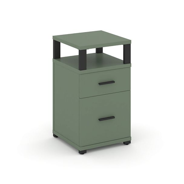 Concept Тумба приставная 1 ящ.+1 распаш. фасад с надставкой CN.TUP-006 B Кобо/Металл Черный 420*420*750 - Вид 1