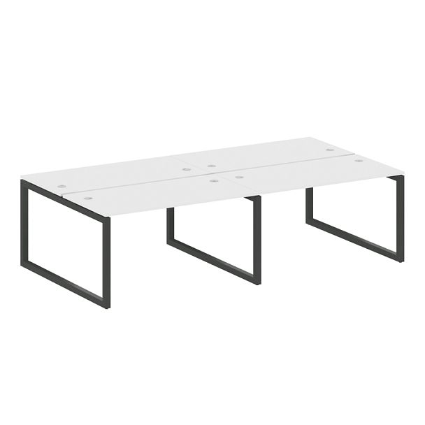 Metal System Quattro Р. ст. на 4 раб. места на О-образном м/к 50БО.СМ-4.3 Белый/Антрацит металл 2800*1475*750 - Вид 1