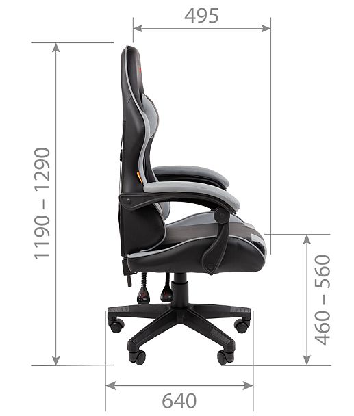 Кресло CHAIRMAN CH29, экокожа, черный/серый - Вид 5