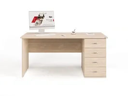 UNITY РС07-16 R ДУБ СОНОМА Стол однотумбовый 1600х700х750 - Фото предпросмотра