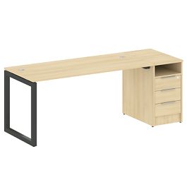 Metal System Quattro Р. ст. с тумбой на О-образном м/к 50БО.РС-СТП-1.4 Акация/Антрацит металл 2012*720*750 - Фото предпросмотра