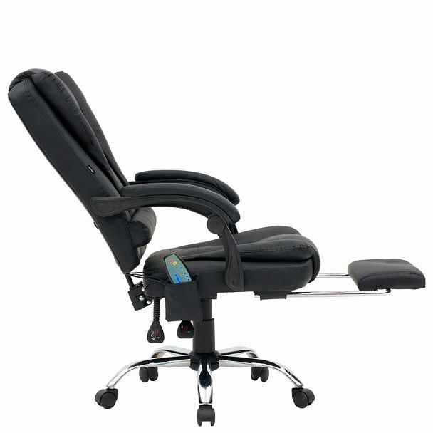 Кресло офисное CROMEX "Lounge MS-007", подножка, 6 массажных модулей, экокожа, черное, 532960 - Вид 12