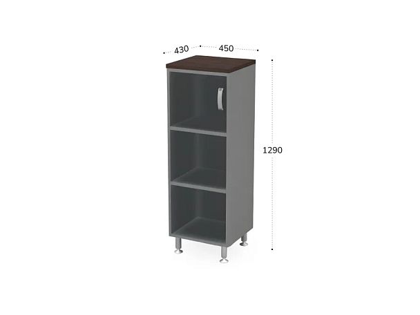БЕРЛИН / BERLIN Стеллаж закрытый витрина стекло левый 450х430х1290 Венге/Серый - Вид 2
