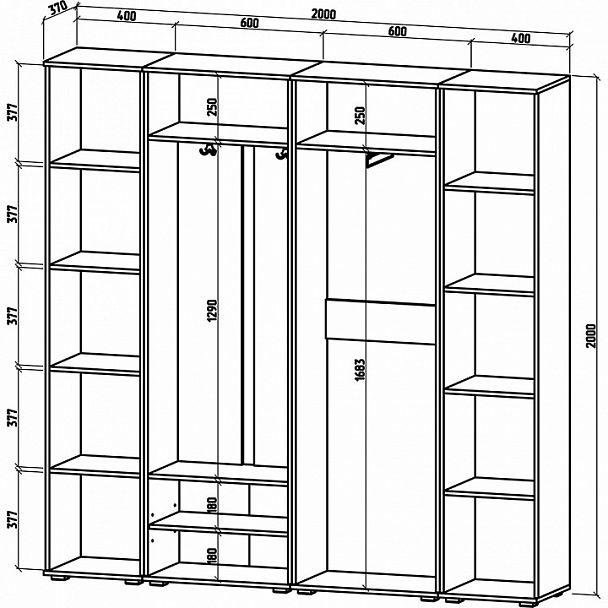 Стенка для прихожей Тунис-5 - Вид 2