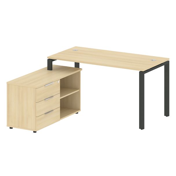 Metal System Р. ст. с тумбой на П-образном м/к БП.РС-СТС-2.3 (L) Акация/Антрацит металл 1500*1520*750 - Вид 1