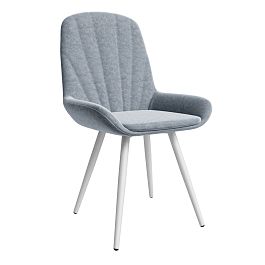 Стул ЮККИ Основание №1 Конус Белое Велюр тип 1 Серый - Фото предпросмотра