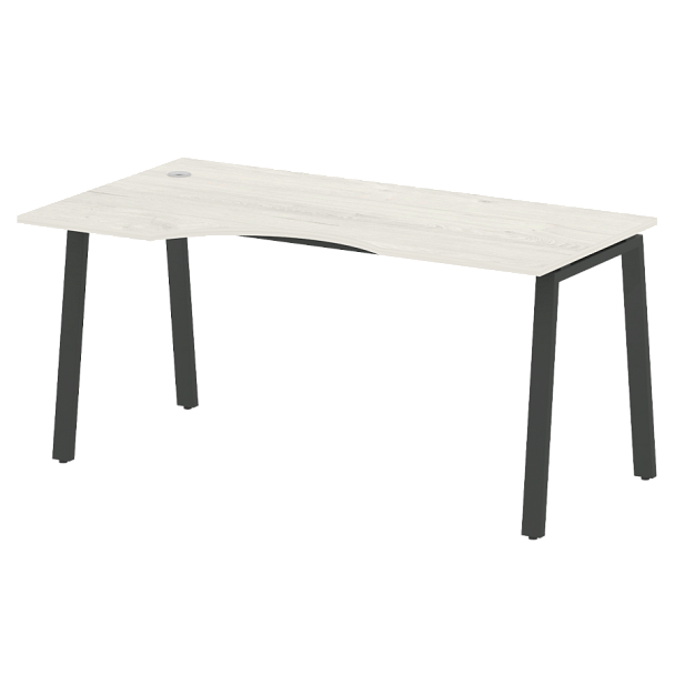 Metal System Стол криволинейный левый на А-образном м/к БА.СА-1 (L) Дуб наварра/Антрацит металл 1600*900*750 - Вид 1