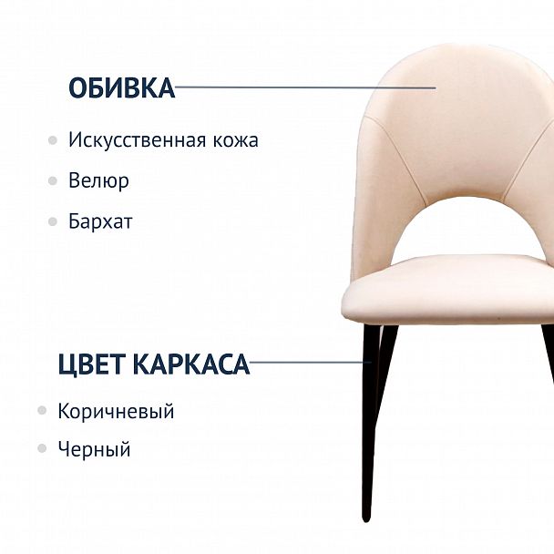 Стул Игнис, ножки черные, велюр бежевый - Вид 6