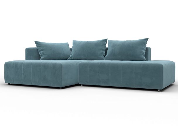 Диван угловой Лига-103 НПБ угол левый Велюр бирюзовый - Вид 1