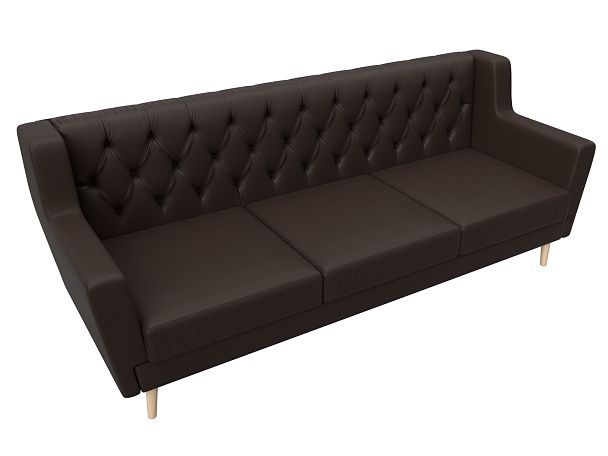 Прямой диван Брайтон 3 Люкс (полностью экокожа коричневая) - Вид 5