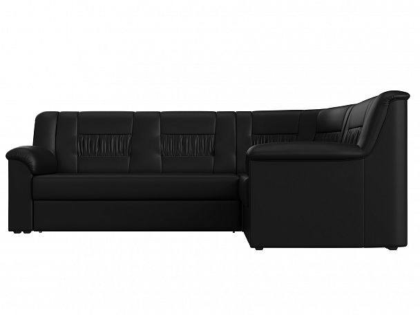 Угловой диван Карелия правый (полностью экокожа черная) - Вид 2