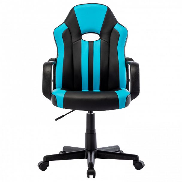 Кресло компьютерное "BRABIX Stripe GM-202", экокожа, черное/голубое, 532509 - Вид 6