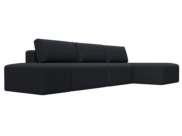 Диван угловой модульный с пуфом Лига-060 НПБ Лонг угол универсальный Искусственная замша серый - Вид 3