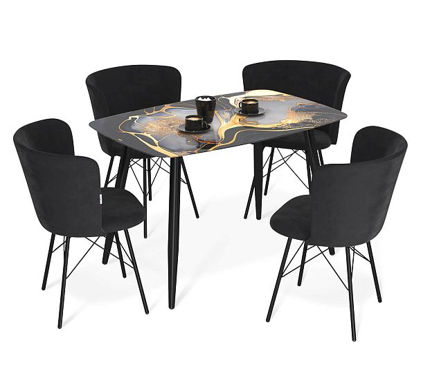 Обеденная группа Sheffilton SHT-DS278 черн. алмаз/черн. муар/ночн. затм./черн. муар - Вид 2
