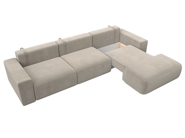 Диван угловой Лига-036 Классик Лонг правый угол Микровельвет бежевый - Вид 7