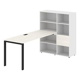 Стол-стеллаж EURST 1117 Ясень Траун/Черный/Белый 2190х1120х1355 EDIS - Фото предпросмотра