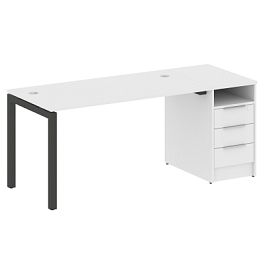 Metal System Quattro Р. ст. с тумбой на П-образном м/к 50БП.РС-СТП-1.3 Белый/Антрацит металл 1812*720*750 - Фото предпросмотра