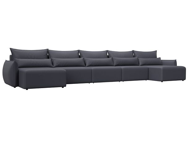 Диван П-образный Лига-051 НПБ МегаЛонг Экокожа серый - Вид 1