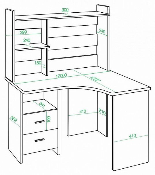 Стол компьютерный Домино Lite СКЛ-Угл120+НКЛХ-120 Шамони правый - Вид 2