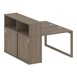 Metal System Quattro Р. ст. с шкафом-купе на О-образном м/к 50БО.РС-СШК-2.1 Т Вяз/Мокко металл 1410*1475*1098 - Фото предпросмотра