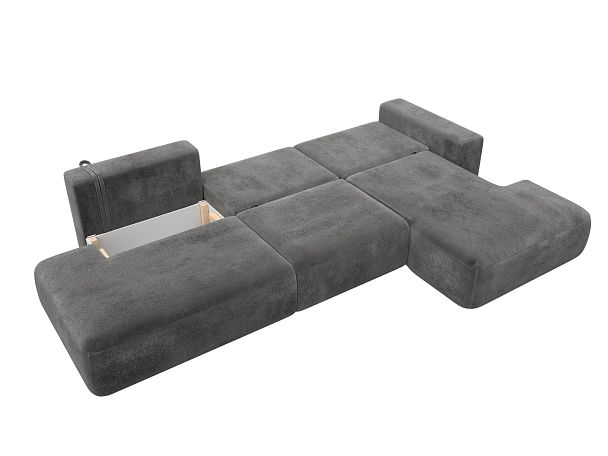 Диван угловой Лига-036 НПБ Модерн Лонг правый угол Велюр серый - Вид 9