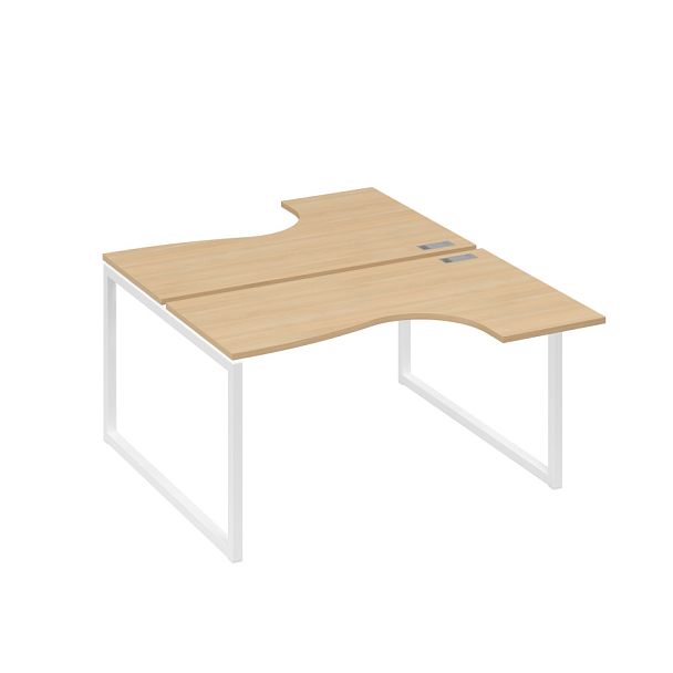 Рабочая станция каркас QUATTRO столы Классика (2х140) A4 А4 Б4 181 БП натуральный дуб / металлокаркас белый - Вид 1