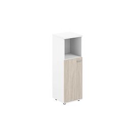 Шкаф средний с нишей 400х400х1200, 1 дв., з.ст HDF, левый / корпус: белый; фасад: дуб светлый Сигма / Sigma - Фото предпросмотра